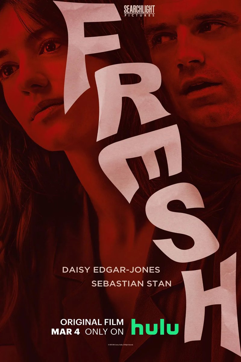 NAYKPodcast's tweet photo. Fresh (2022). Give this a watch. I loved it. Sebastian Stan is wonderful in this role, but make no mistake, this is a horror film, not a rom com. So be warned. It’s got a nice soundtrack too. 

NAYK Rating: The Shit https://t.co/pcriI2qJD5