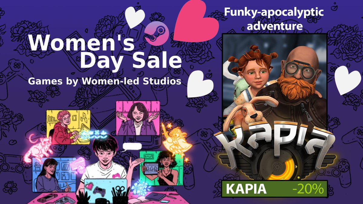 AnnaMimik's tweet photo. Today is the first day of KAPIA Women's day sale! 
It is a great opportunity to grab your copy at a special discount and to help our the game by staying on our page <3
https://t.co/CWvovvS8zi
Come by and help us spread the word!
 #WomensDaySteam @wingsfundme
#rt #indiegame #indie https://t.co/mPKyZotmYw