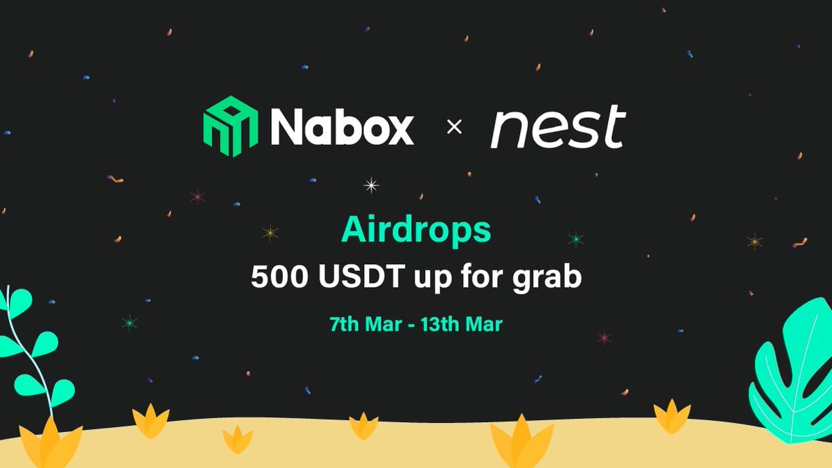 Nabox✖️Nest #Airdrops 500 #USDT to 50 people💸

1⃣Rt,♥️, @ 3 frds
2⃣Download App 👉nabox.io
3⃣Follow <a href="/naboxwallet/">Nabox</a> &amp; @nest_protocol 
4⃣Join t.me/naboxcommunity &amp; t.me/nest_chat
Fill forms.gle/xyChkV12nDfGxC…

#BSC #NestProtocol #Giveaways #Airdrop #Nabox