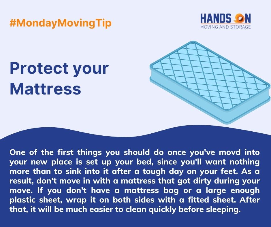 handsonmoving's tweet image. When you move to a new home, protect your mattresses in a mattress bag.
#ProtectYourMattress #MondayMovingTip #LocalMovers #HandsOnMoving