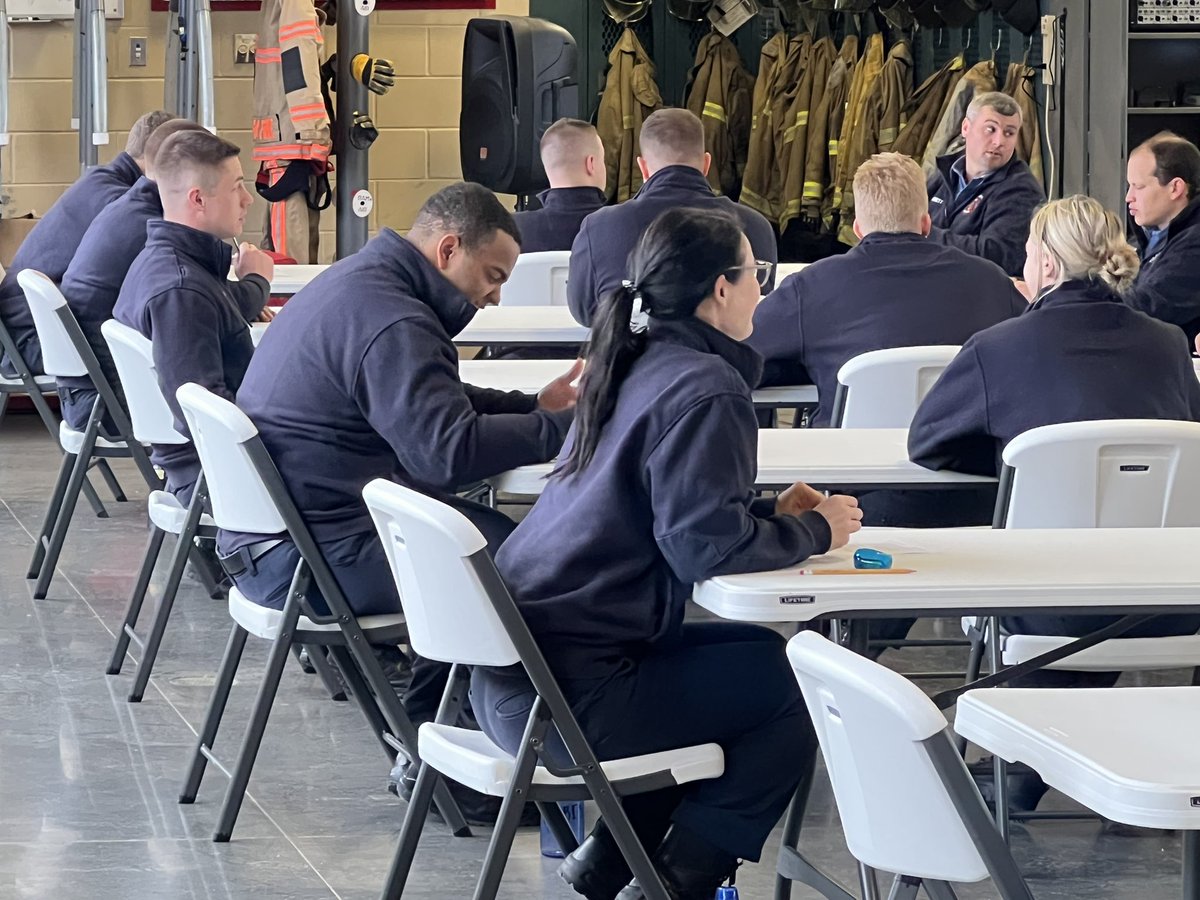 TulsaFire's tweet photo. It’s test day for Class 108 at the Tulsa Fire Department Safety Training Center. Today’s test covers Chapter 16 Building Materials, Structural Collapse, and Effects of Fire Suppression. #studystudyschoolsyourbuddy #tfdclass108 #testday https://t.co/pAe42nQzBZ