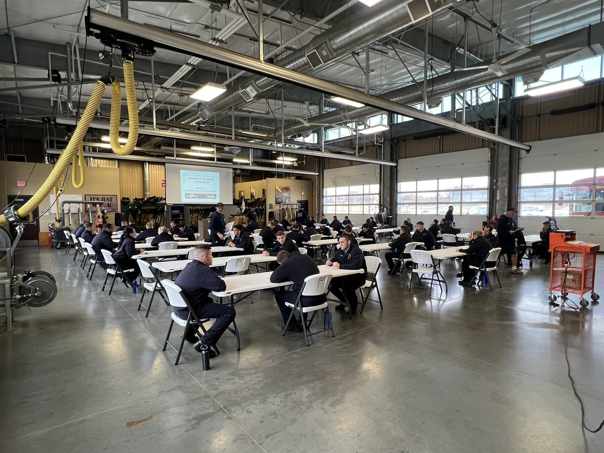 TulsaFire's tweet photo. It’s test day for Class 108 at the Tulsa Fire Department Safety Training Center. Today’s test covers Chapter 16 Building Materials, Structural Collapse, and Effects of Fire Suppression. #studystudyschoolsyourbuddy #tfdclass108 #testday https://t.co/pAe42nQzBZ