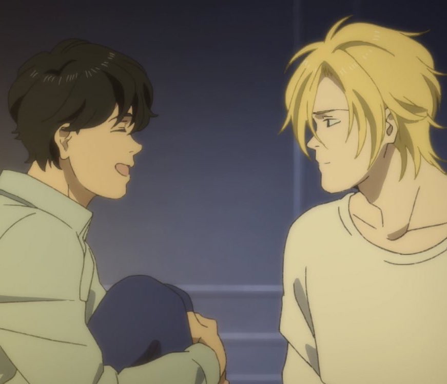lynx94s's tweet image. ash e eiji rindo juntos em banana fish cura onde dói