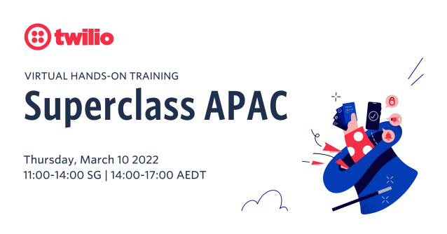 saffleck92's tweet photo. Developers, join us and get hands-on training and learn how to use all things Twilio on March 10 at Twilio Superclass. https://t.co/gDf691NMRv https://t.co/KkC2HaDFbM