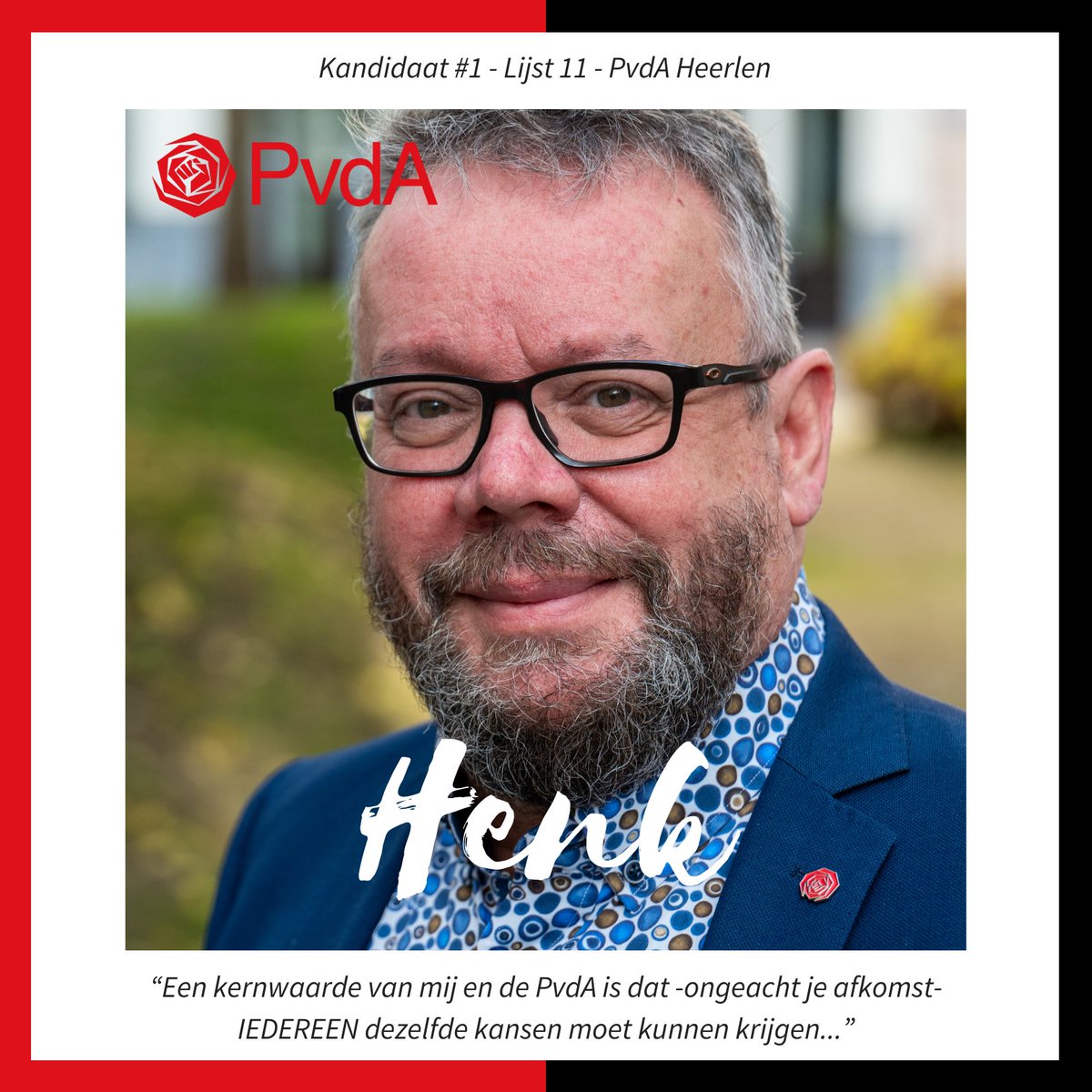 Een kernwaarde van #lijsttrekker <a href="/henkverreck/">19025625230 🇺🇦💉🌹🐟⭕️</a> en de #PvdA luidt dat IEDEREEN -ongeacht je afkomst- dezelfde kansen zou moeten kunnen krijgen... Lees hier meer over waar wij voor staan: heerlen.pvda.nl #gemeenteraadsverkiezingen2022 #Heerlen