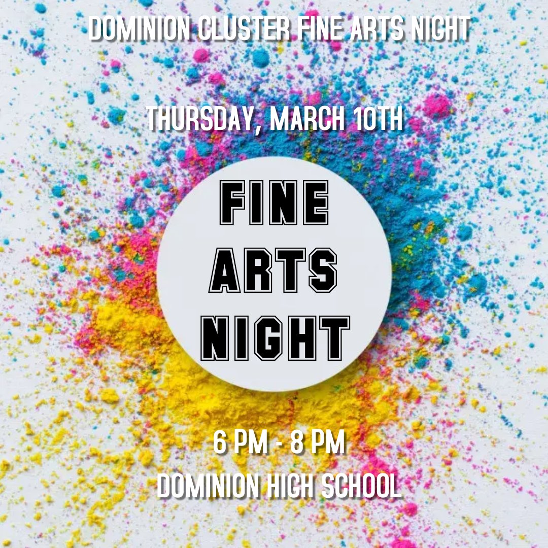 DominionLCPS (@dominionlcps) on Twitter photo This week: the annual Dominion Cluster Fine Arts Night will be on Thursday, March 10. Students of <a href="/HorizonElem/">Horizon Elementary</a> , <a href="/LowesIslandElem/">Lowes Island</a>, <a href="/MeadowlandElem/">MeadowlandElem</a>, <a href="/SugarlandES/">Sugarland Elementary</a>, <a href="/SRMS_Official/">Seneca Ridge Middle</a>, and Titan Territory will display artistic, musical, and theatrical talents. Hope to see you there! This week: the annual Dominion Cluster Fine Arts Night will be on Thursday, March 10. Students of <a href="/HorizonElem/">Horizon Elementary</a> , <a href="/LowesIslandElem/">Lowes Island</a>, <a href="/MeadowlandElem/">MeadowlandElem</a>, <a href="/SugarlandES/">Sugarland Elementary</a>, <a href="/SRMS_Official/">Seneca Ridge Middle</a>, and Titan Territory will display artistic, musical, and theatrical talents. Hope to see you there!