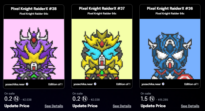 Pixel Knight Raider 64x
New Drop Free Giveaway and special Raider

On Paras  
Giveaway : paras.id/token/x.paras.…
36 : paras.id/token/x.paras.…
37 :paras.id/token/x.paras.…
38 : paras.id/token/x.paras.…

#NearNFT #Near #NearProtocol #paras #NFT #NFTs #NFTCommunity