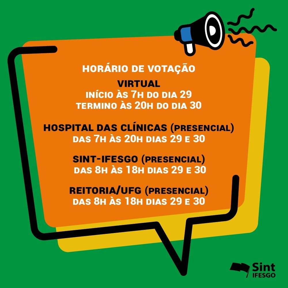 SINTIFESgo's tweet photo. PARTICIPE DO PROCESSO ELEITORAL DA DIRETORIA DO SINT-IFESgo
Leia mais em: https://t.co/SEIqEBVC7R
#SINTIFESgo #SINDICATOFORTE #ELEIÇÕES https://t.co/5cjkENLcND