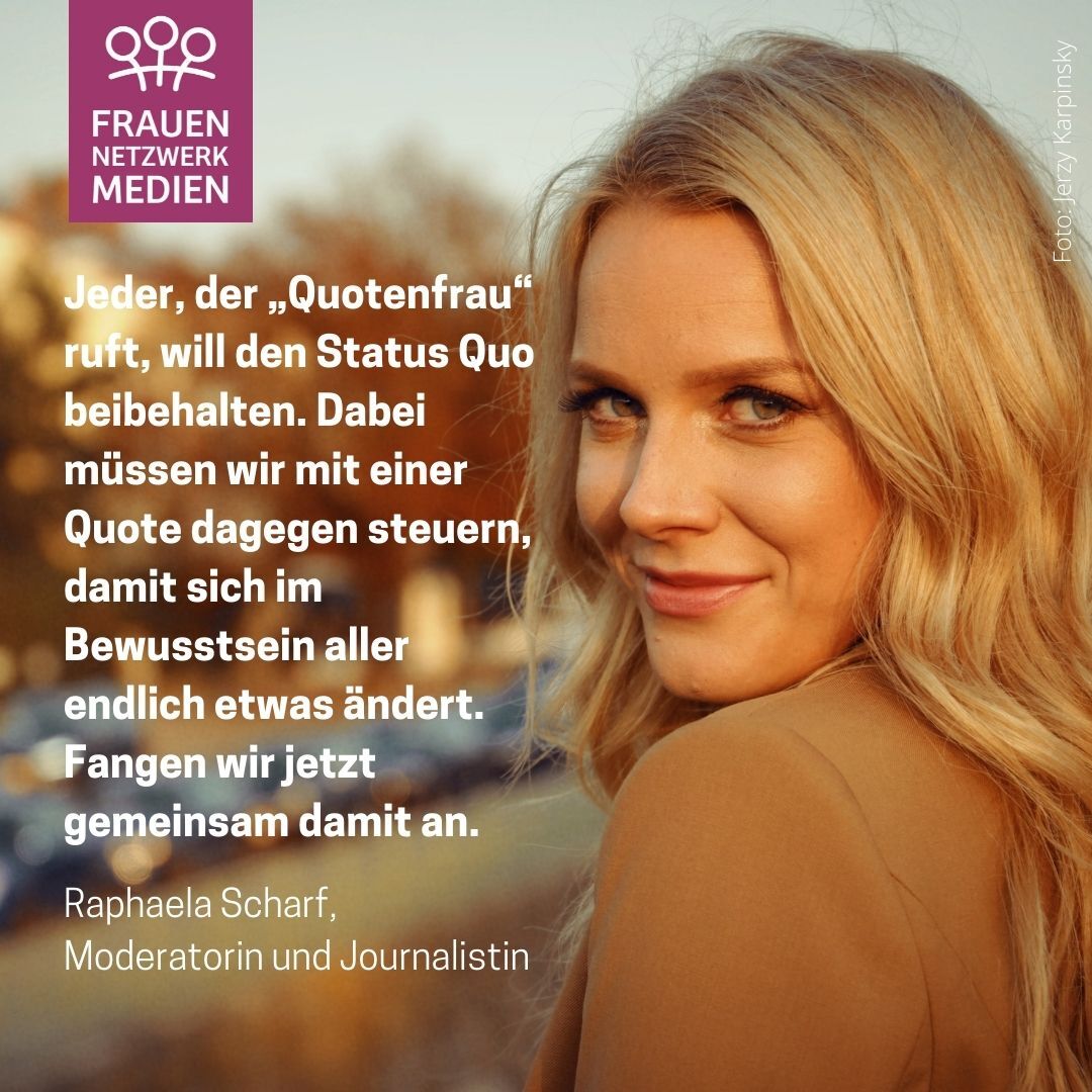 Moderatorin und Journalistin Raphaela Scharf möchte den Status Quo gemeinsam verändern. #ReframingQuotenfrau
