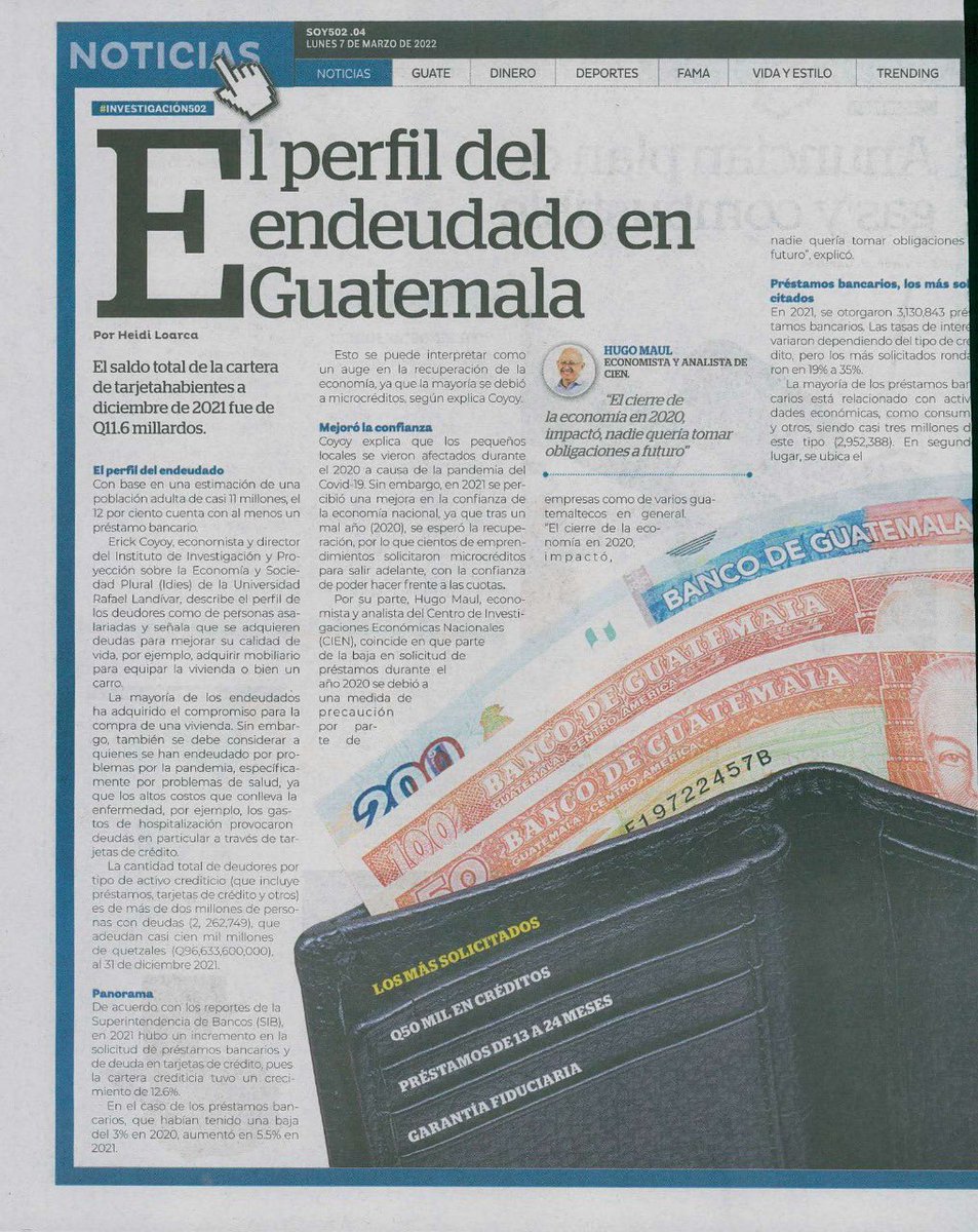 Melomanosgt's tweet photo. ¡Ojo Melómanos! #NuestrosAmigos de @Soy502 presentan un #InteresanteArticulo acerca del “Perfil del endeudado” Una estimación de la población adulta en #Guatemala de 11 millones de personas, al menos 12% cuenta por lo menos con un préstamo bancario ¿Qué piensas de eso melómano? https://t.co/d1v8mBPFjG