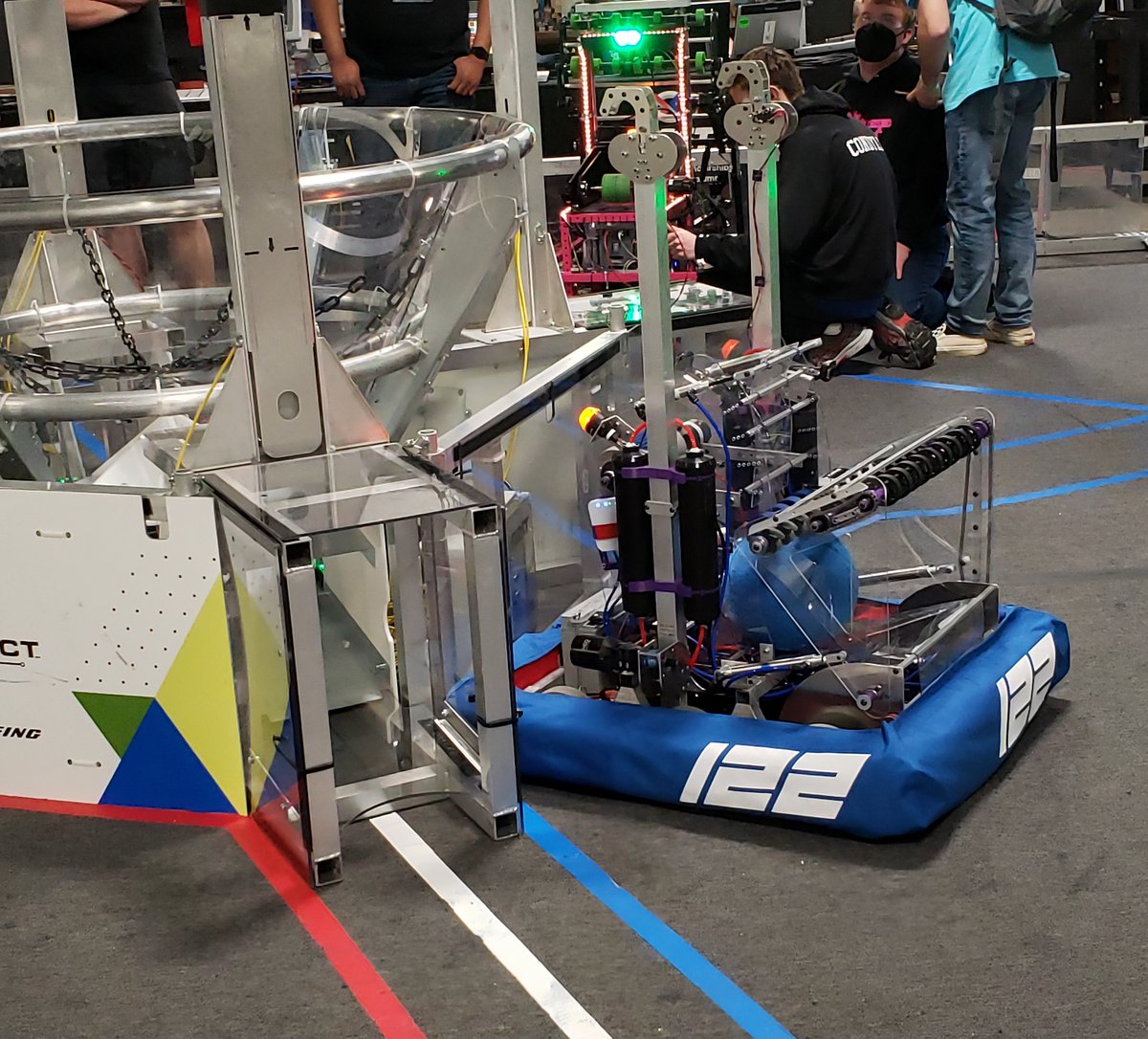 GsstChemistry's tweet photo. The FRC Team 122 robot and rookie drive team performed well at the CHS District Event. The robot hung from the bar for all matches! The team looks forward to the next event with hopes of securing a spot at the District championships.  Nice work NASA Knights! @NHREC_VA https://t.co/7UZkNKF42d