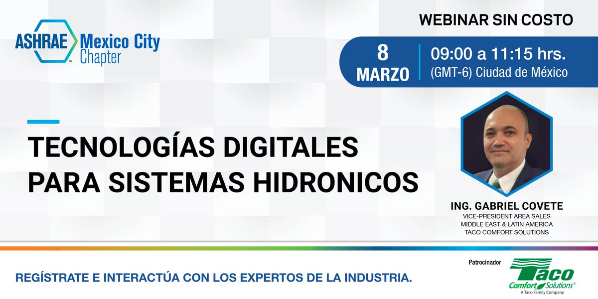 ashraecdmx's tweet photo. ¡Es mañana!

"Tecnologías Digitales para Sistemas Hidrónicos"
🗓️ Martes 8 de Marzo 2022
⏰ 9:00 horas (GMT-6) CDMX
🧑🏽‍💻 Ing. Gabriel Covete
👏🏽 @TacoComfort
💻https://t.co/pWGu9jxW6k

#capacitaciones #webinargratuito #tecnología #digitales #sistemas #hidrónicos https://t.co/Nmrq4Bghge