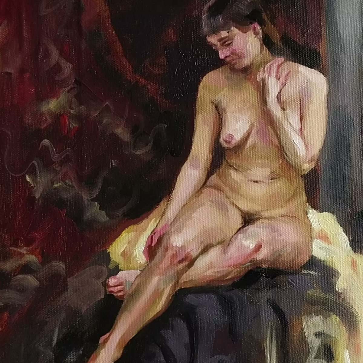 shiva9699's tweet photo. NUDE 
Study work ☺️
New copy work
Oil on canvas painting 🖌️🎨
#painting #shiva9699 #shivanipatil #nude #studytime #studywork #oilsoncanvas #oilpainting https://t.co/koOttLtIv5