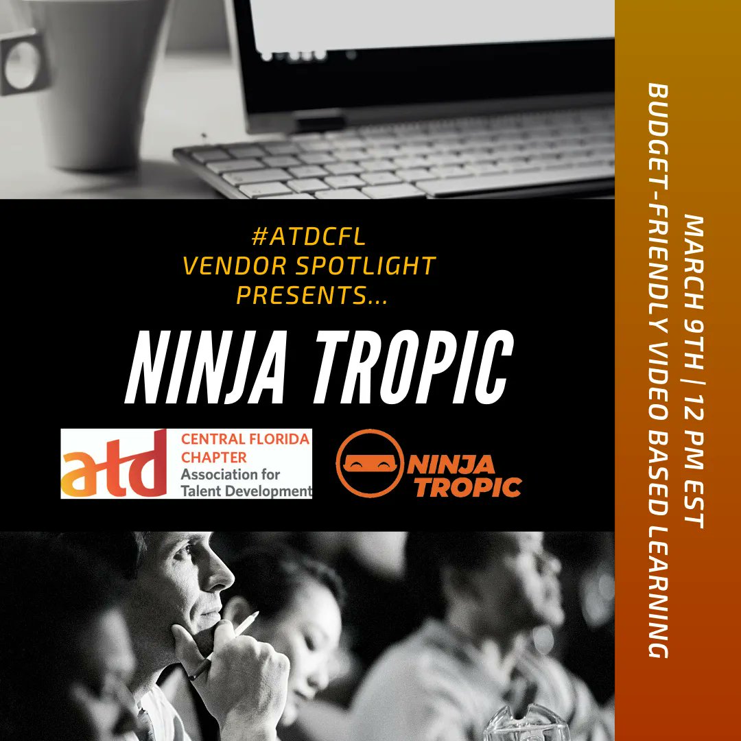 Don’t miss your chance to learn how to implement budget-friendly video options for your next #eLearning with Ninja Tropic in a special #ATDCFL Vendor Spotlight session March 9th. atdcfl.org/event-4694023