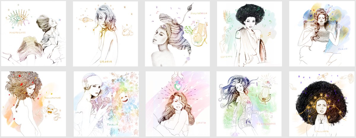 ____jacklyn's tweet photo. gm✨. so excited to share the first full preview of ✫children of muses✫! 
it's been such a joy to bring this to life + i've learned so much along the way. can't wait to share more about each of them and about the process. finishing  animations now 🙏🏾

which one is your fav? 👀 https://t.co/NUBKHX9M0s