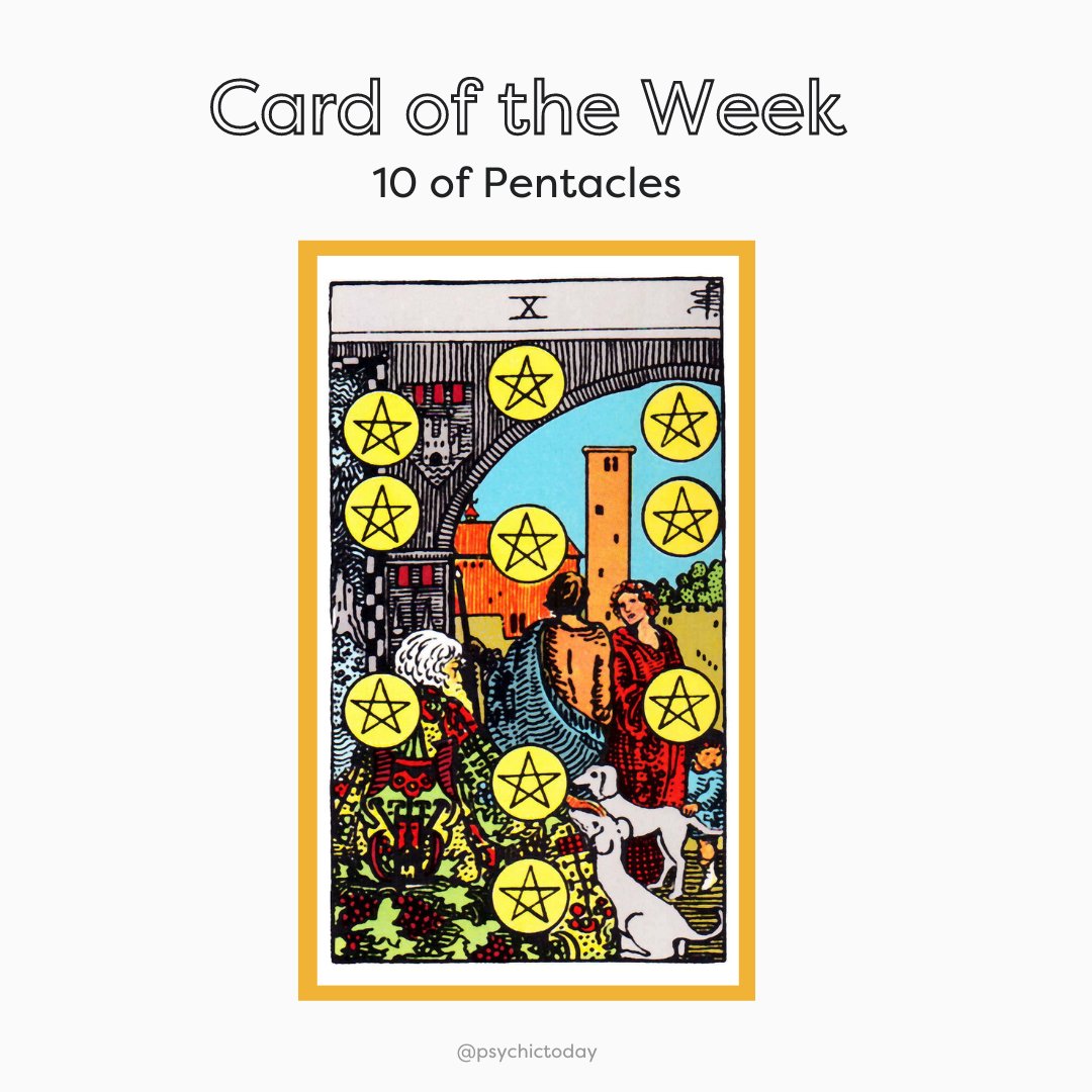 PsychicToday's tweet image. Time for our Weekly #TarotPull ! This week Carli for-sees happiness and prosperity... check out the second slide for more! 

#10ofpentacles #tarottribe