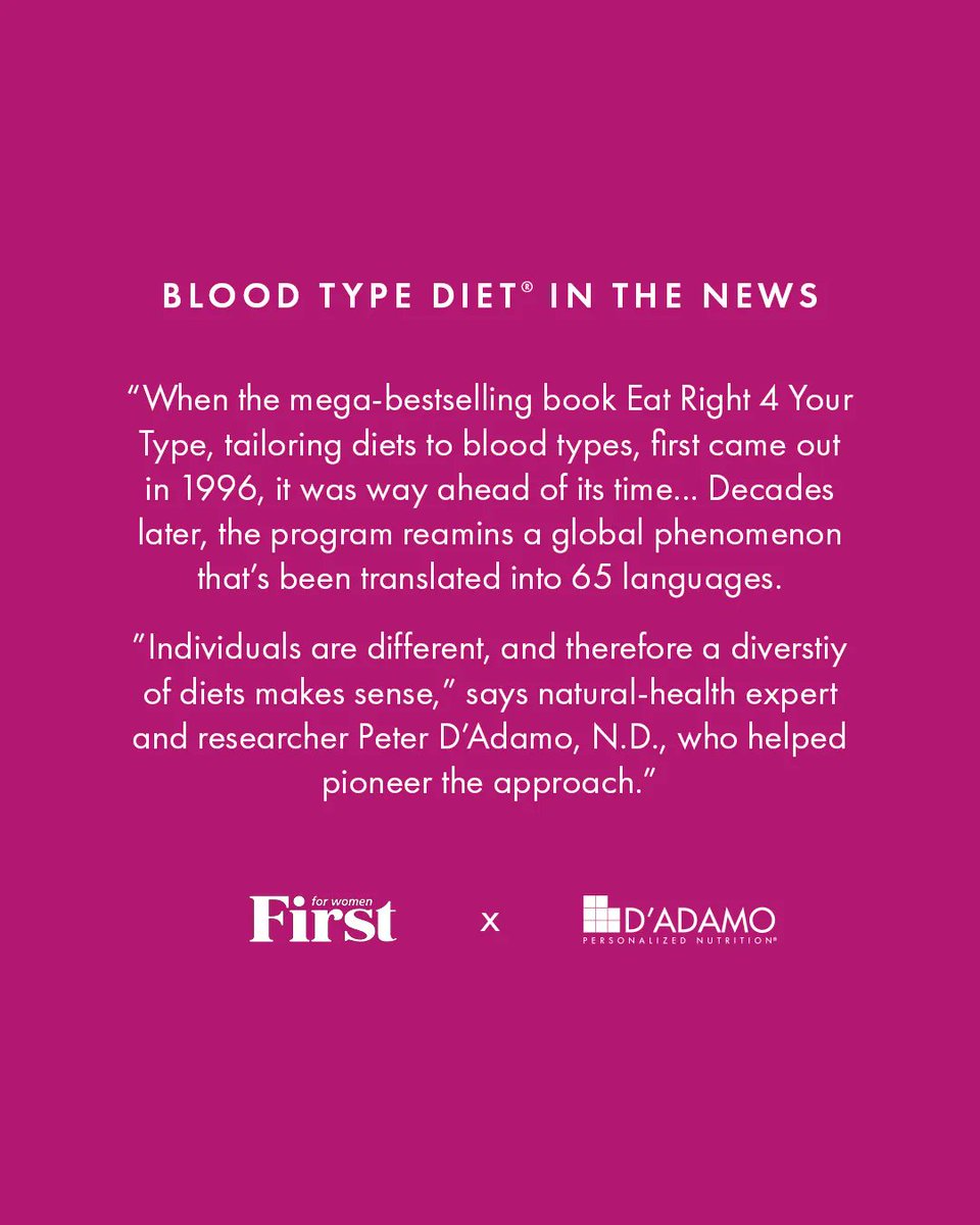 DADAMONUTRITION's tweet photo. In First For Women Magazine's latest issue, they explore the relationships between blood type, cravings, weight loss &amp; more. If you missed getting the magazine, we have an exclusive online version just for you.
https://t.co/xZjckA2hK0

#FirstForWomenMag #bloodtypediet #bloodtype https://t.co/yWD5aPqkpk