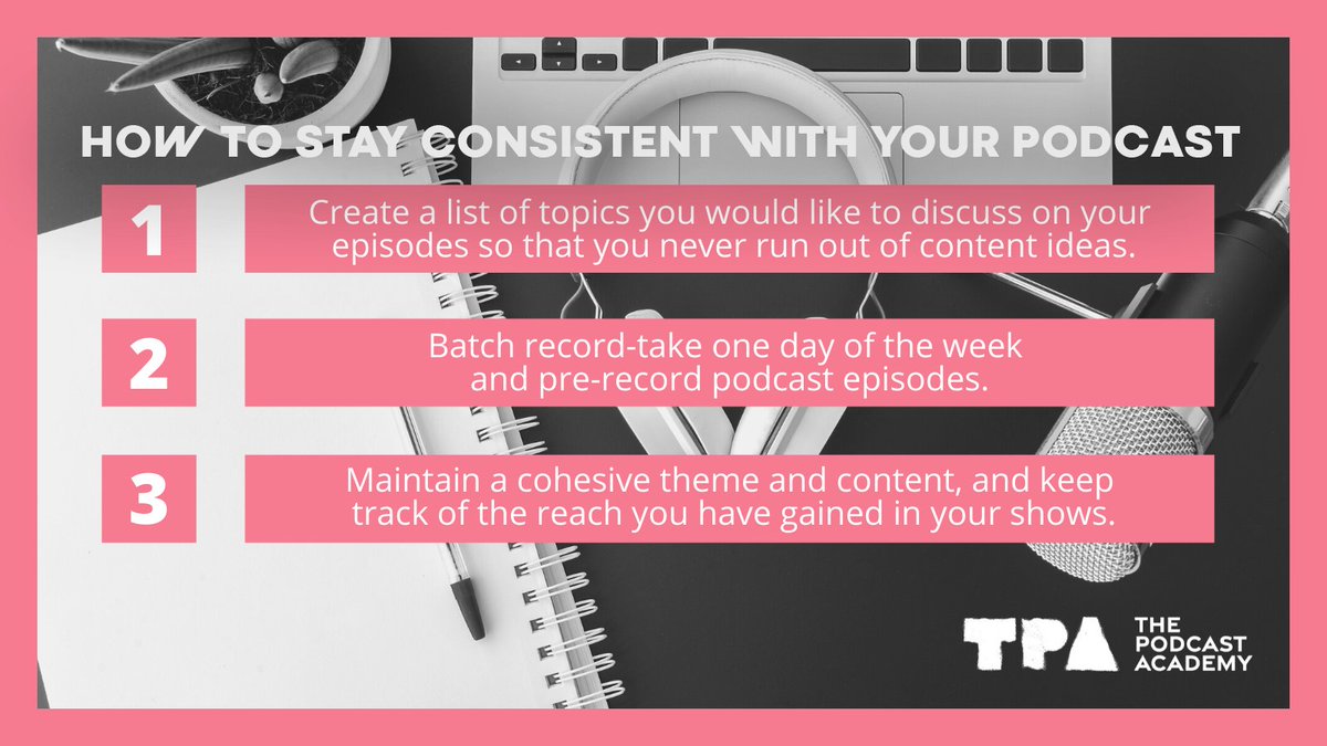podcastacademy's tweet photo. If you're having trouble staying consistent this is for you! In the end, being consistent builds up a reputation that you can manage to continually deliver quality content.
#podcastacademy #podcastacommunity #podcasting #podcastingtips #inspiration https://t.co/0ZgZLewdHv