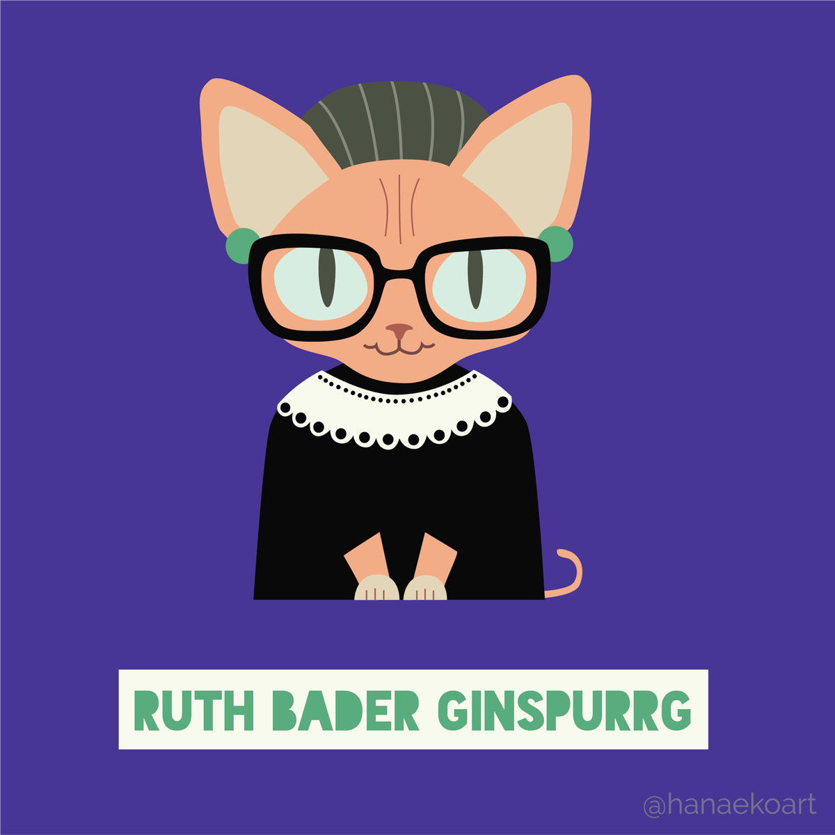 HanaeKo's tweet photo. My cat-themed homage for Women's History Month, Part 2! #womenshistorymonth #ruthbaderginsburg #sphynxcat https://t.co/N7gPalhWdf