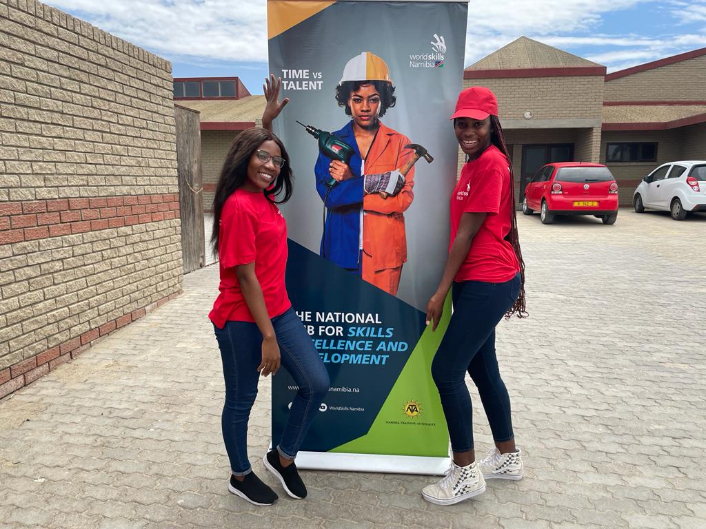 ErongoNews's tweet photo. Catch Erongo Talk tomorrow @ 12:00 

Helena Shigwedha and Theopolina Shikongo are part of the volunteers of WorldSkills Africa, who recently visited the coastal schools to raise awareness about the upcoming WorldSkills. 

#Erongo 24/7
#ErongoTalk https://t.co/Xa2XPhIpkD