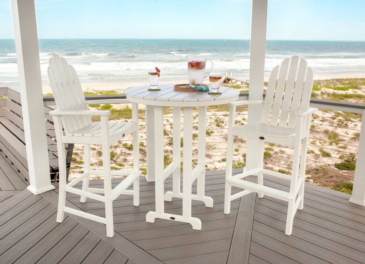 PatioLiving_com's tweet photo. The classic Adirondack design moves to new heights with this comfortable bar height chair. It won't splinter, crack, chip, peel or rot and it never needs to be painted, stained or waterproofed. https://t.co/uzUf0Mf4ex https://t.co/N8QfQ2cXPZ