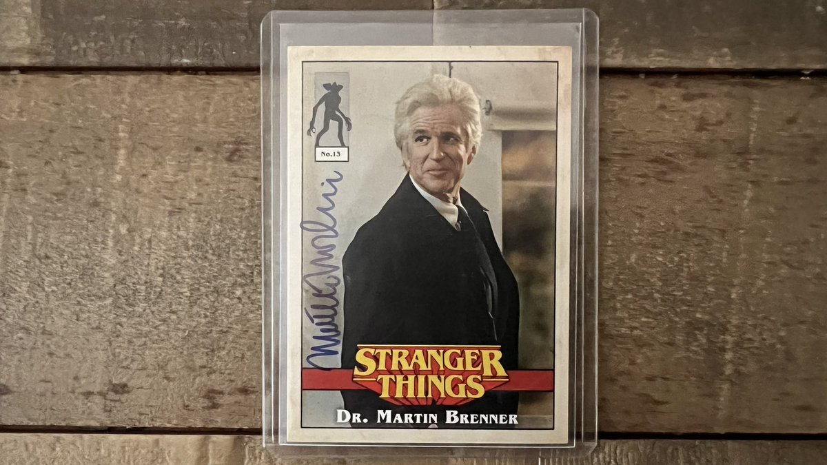 MatthewModine's tweet photo. RETWEET by Monday, March 14 for a chance to win this set of 20 #StrangerThings character cards from @Topps! My Dr. Brenner card is the limited edition (and signed) @NY_Comic_Con version from 2019. Only 50 were released to the public! Good luck! #ModineMonday https://t.co/hRB4XKSb36