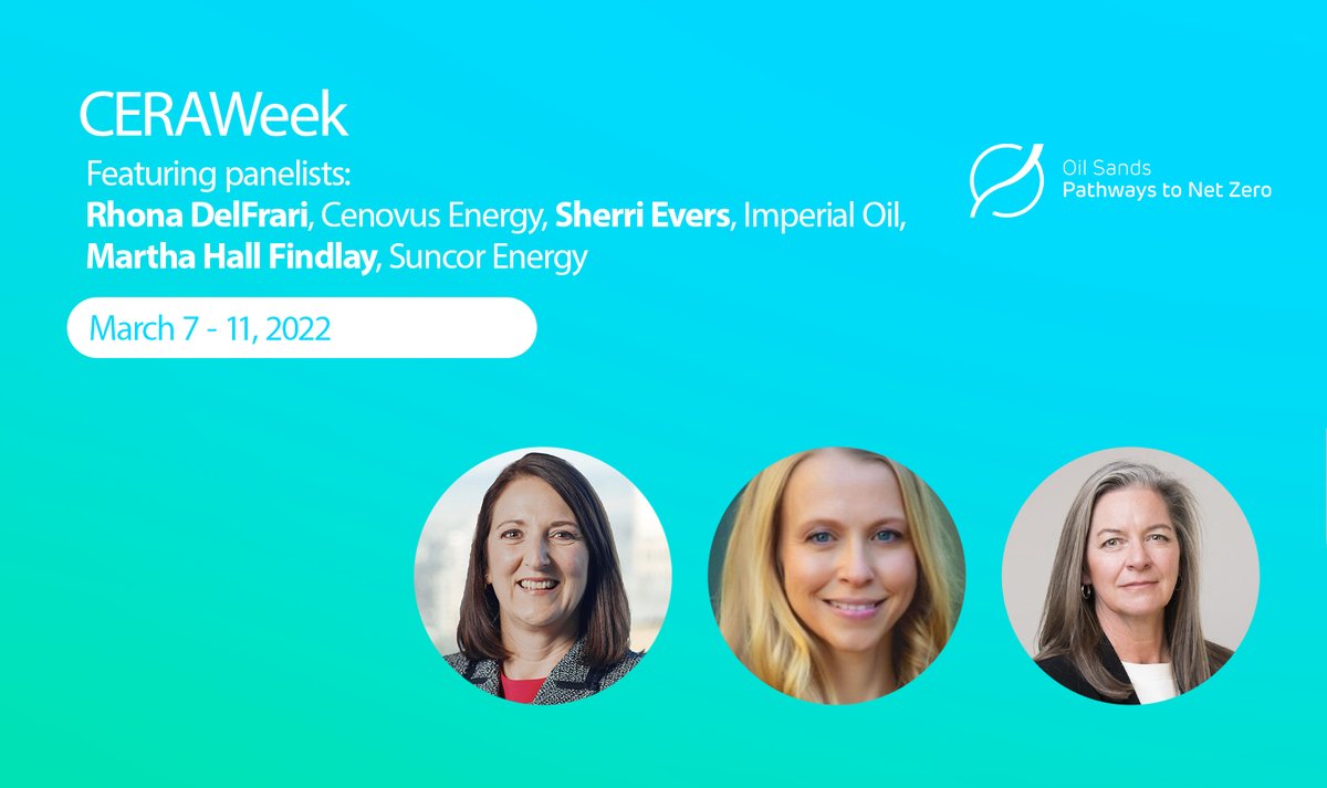 The Pathways Alliance is recognizing #IWD2022 this week, starting with some of Pathways' outstanding women leaders, Sherri Evers, @RhonaDelFrari and @MHallFindlay, who are helping kick off our first #CERAWeek.