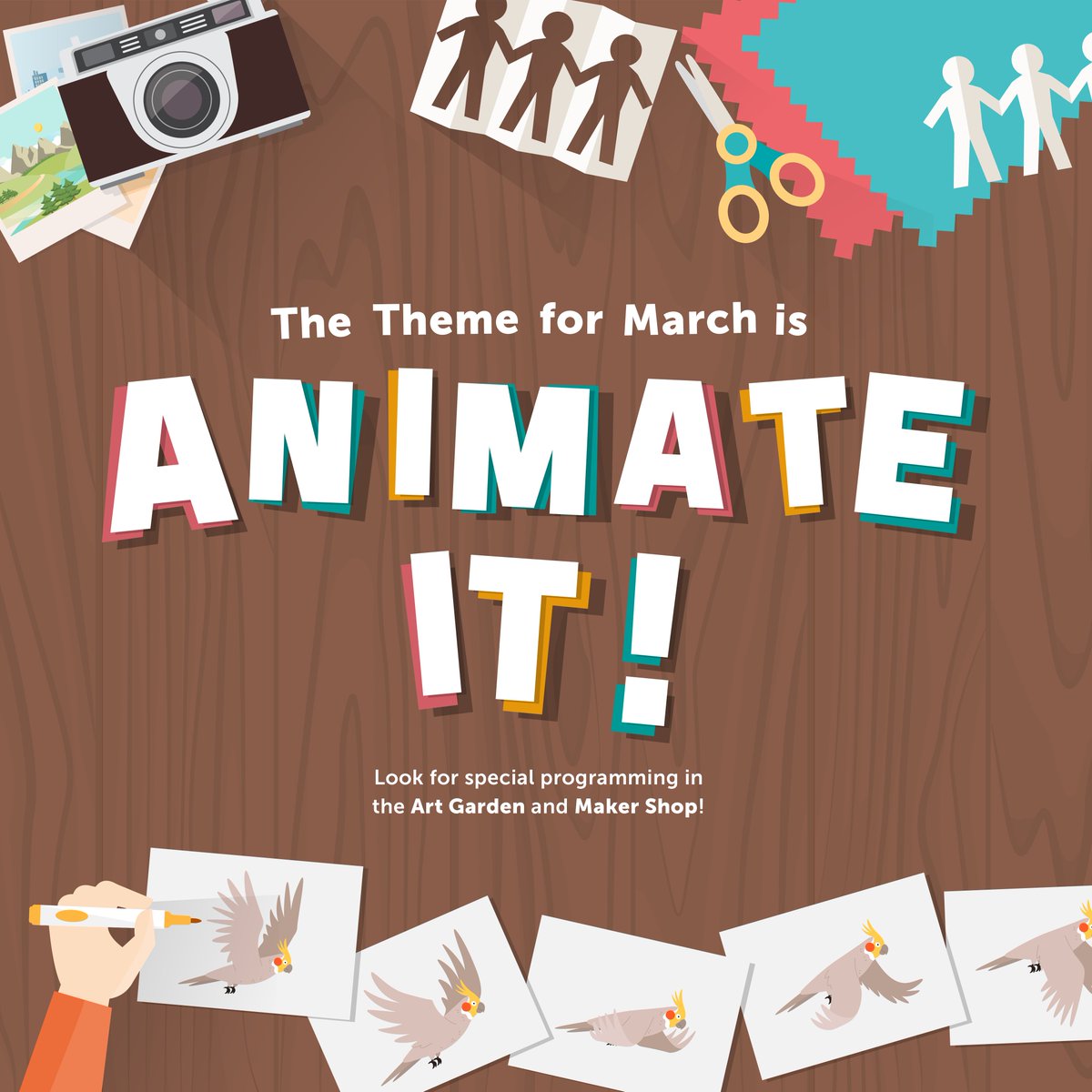 KnockKnockCM's tweet photo. March is “Animate It!” Month in our Art Garden and Maker Shop! Explore the many ways to make movies from story board cartoons to flip books to stop motion animation and so much more. Join us all month for “Animate It!”
#AnimateIt
#ItsAlwaysFunToLearnAtKnockKnock https://t.co/80MLl2jgYV