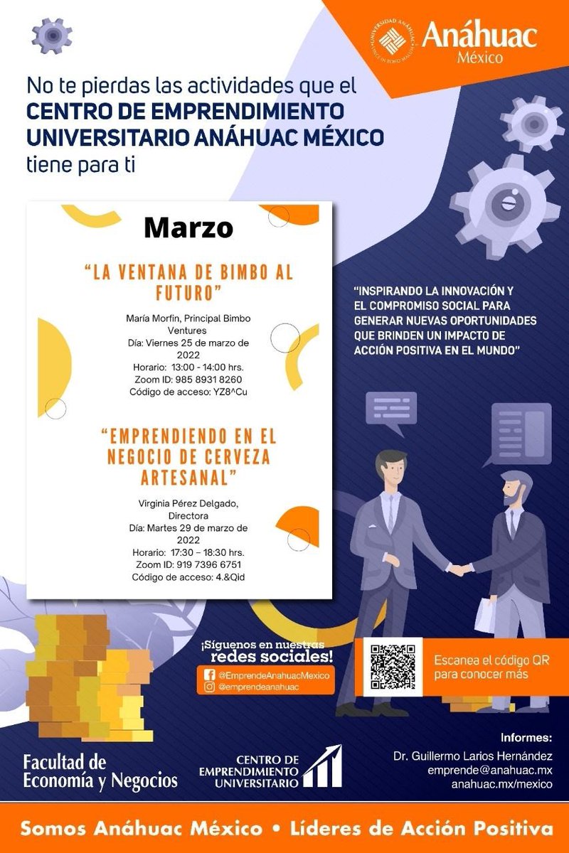 IngAnahuacSur's tweet photo. No te puedes perder este grandioso par de actividades que el Centro de Emprendimiento Universitario Anáhuac México ha preparado 🦁

#Futuro #Inspiración #Innovación #Emprendimiento #Negocios https://t.co/DEYlqdnlqN