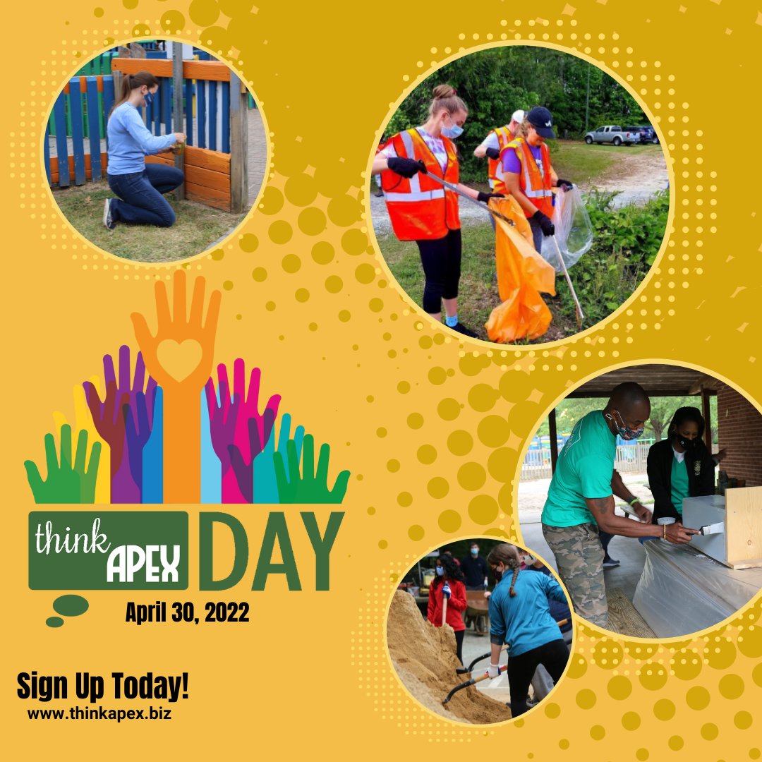 REGISTRATION FOR THINK APEX DAY IS OPEN! This year's event takes place on Saturday, April 30th.
How will you give back and #thinkapex?
Register for this year's activities at: thinkapex.biz