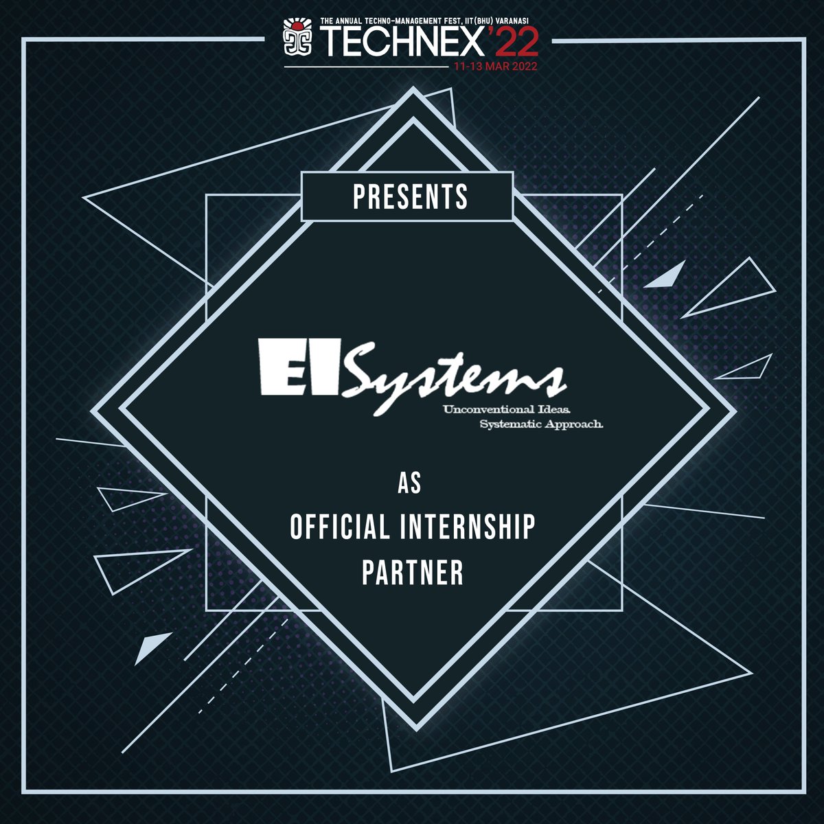 technexiitbhu's tweet photo. TECHNEX’22 is excited to unveil EISystems as the Official Internship Partner!
#Technex #Technex22
#Staytechnexed
#Simulatingreality
#InternshipPartner https://t.co/kShpI0rwKg