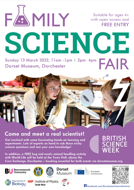 wsxportal's tweet photo. We are excited to announce that on Sunday 13th March 2022 we will be hosting the second Family Science Fair in Dorchester. We are delighted to be able to host our first in person event in Dorchester since 2019, and we can’t wait to show you what we have planned #BSW22 https://t.co/A6fVYMHtC8