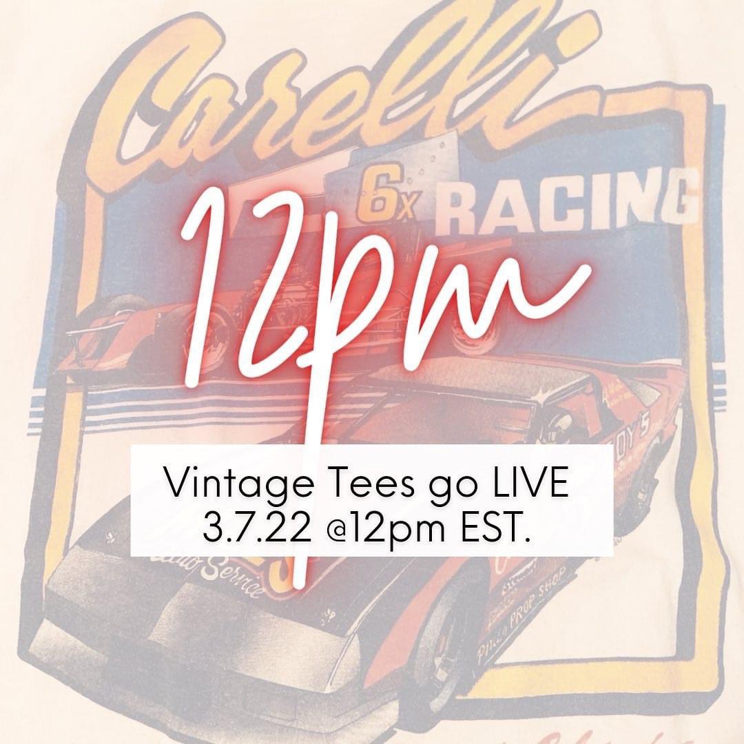 The wait is over!!! Our vintage tees go LIVE TODAY @ 12m EST! 🛍🛍 You choose the authentic vintage race tee & we make it yours! Whether you want to crop it, turn it into a bag or even a bear! We got you! 😊