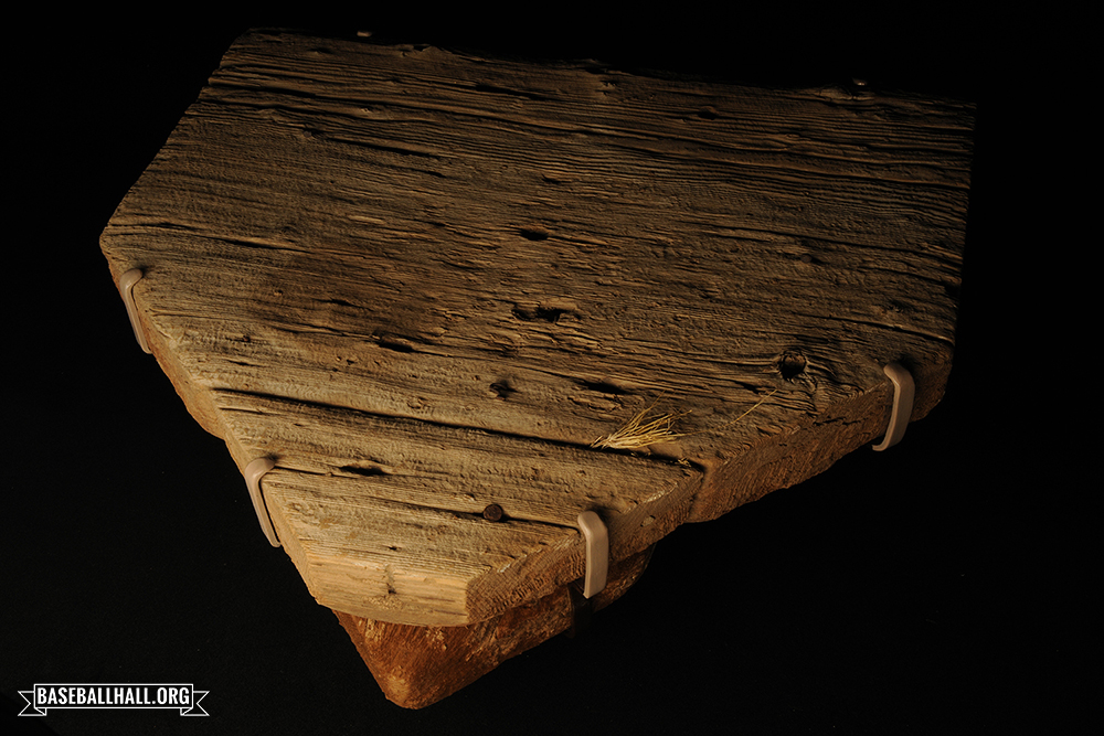 baseballhall's tweet photo. This home plate, which is preserved in Cooperstown, was used at Zenimura Field in the Gila River Internment Camp, where thousands of people of Japanese descent were forcibly sent in 1942.

Zenimura Field hosted its first baseball game on this day in 1943.

https://t.co/mYtHyuD8BC https://t.co/heOHfA0AAW