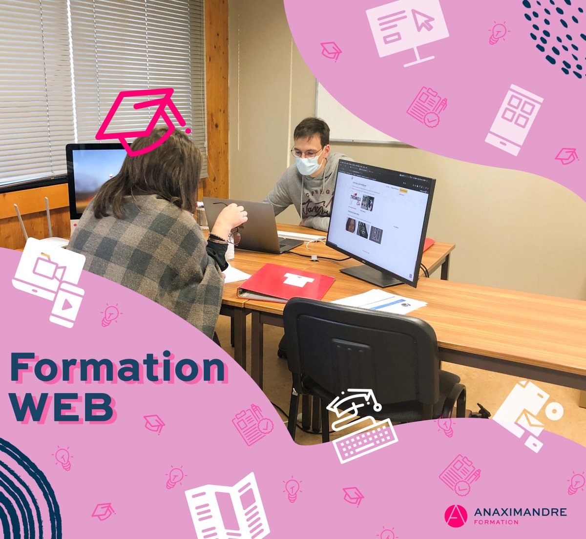 Anax_formations's tweet photo. 👩🏼‍🎓🧑🏻‍🏫 Régulièrement, on vous reçoit dans nos locaux pour vous former sur des compétences graphiques et de web. https://t.co/WdHT0jGX1o