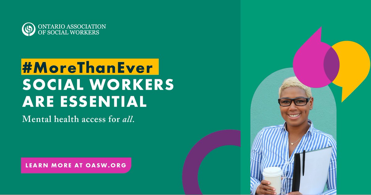 #MoreThanEver, we are proud to be recognizing and celebrating the 20,000+ #SocialWorkers who are on the frontlines of #MentalHealth recovery in Ontario. 

bit.ly/SWW2022

#SocialWorkWeek2022 #SocialWorkIsEssential