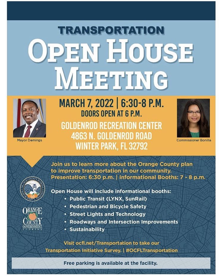 CarlosGSmith's tweet image. East Orange County! Today you have the opportunity to advocate for improved pedestrian safety and robust public transit systems! 
🚎 🚂 🛣
Thank you to @OCFLMayor and @Comm_Bonilla for listening to the needs of our constituents! 
#PublicTransitForAll 
#MyOCFL @OrangeCoFL