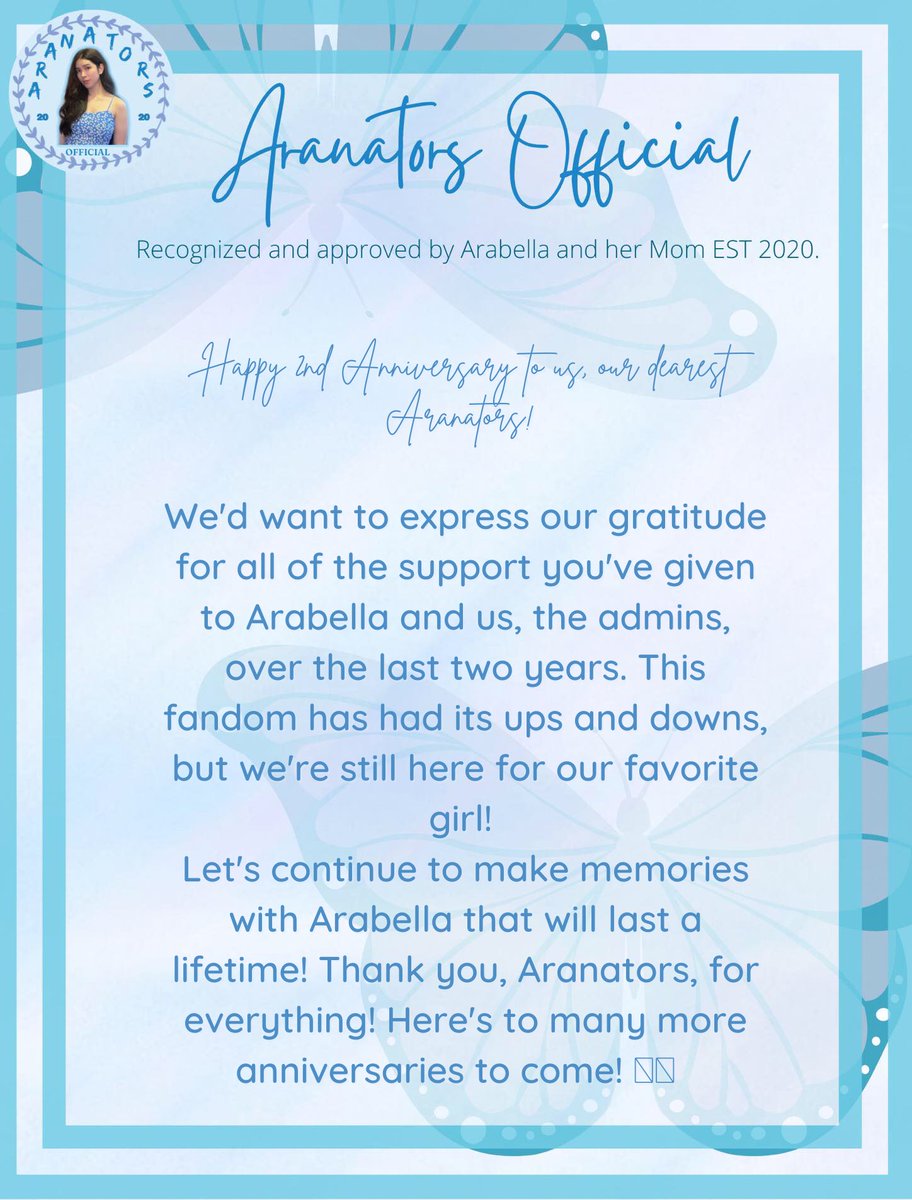 aranatorsofc's tweet photo. We hope you guys enjoy our new layout 💙 

Happy 2nd ARAversary
#2YearsWithArabella https://t.co/MDzvQkRTbk