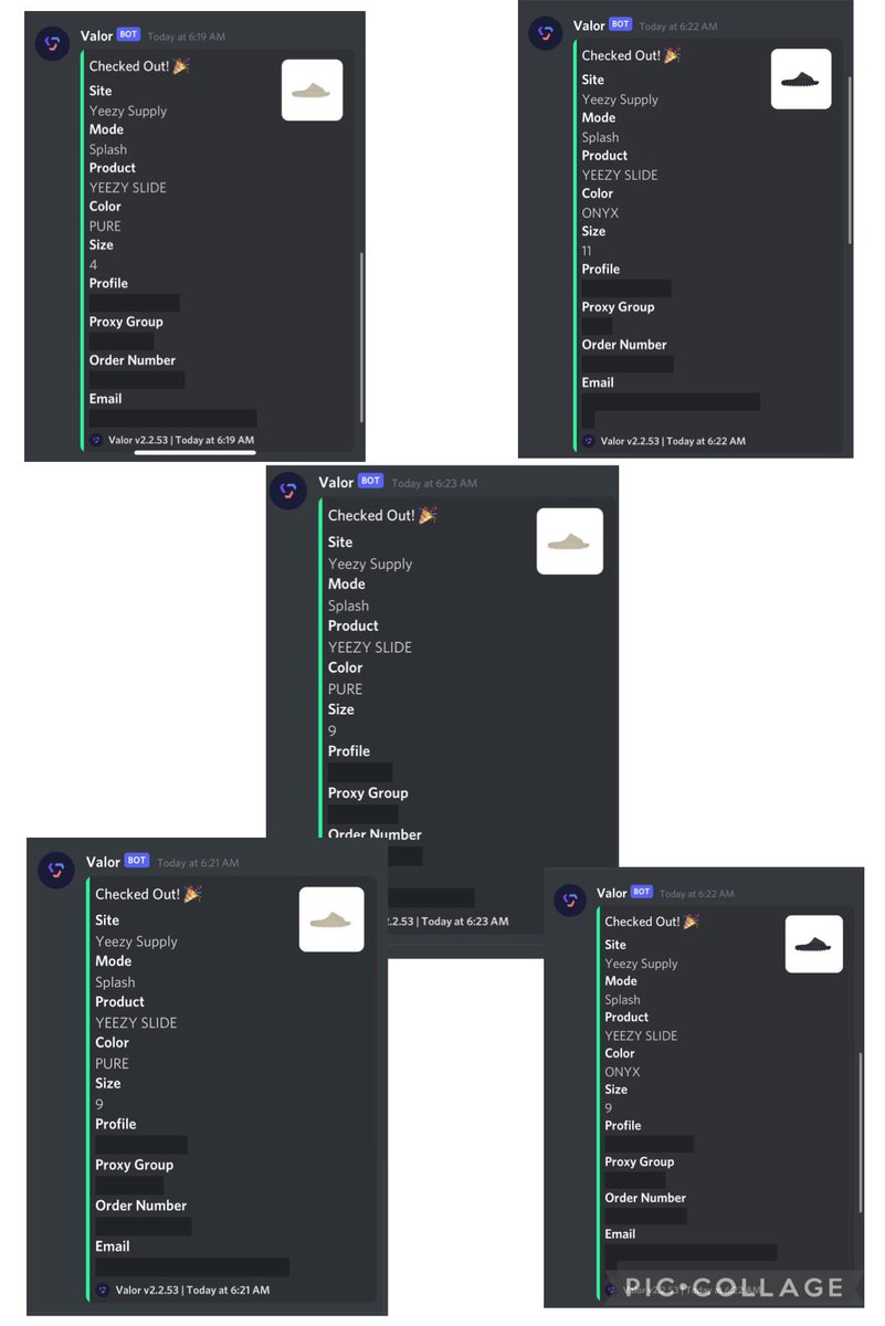 carloskickss's tweet photo. Was shooting for 10 but end up with 5. I’ll take it!

Bot: @ValorAIO 
Proxies: @LiveProxies @VantaProxies 
Group: @kitchenclubio https://t.co/3GTNigZPHK
