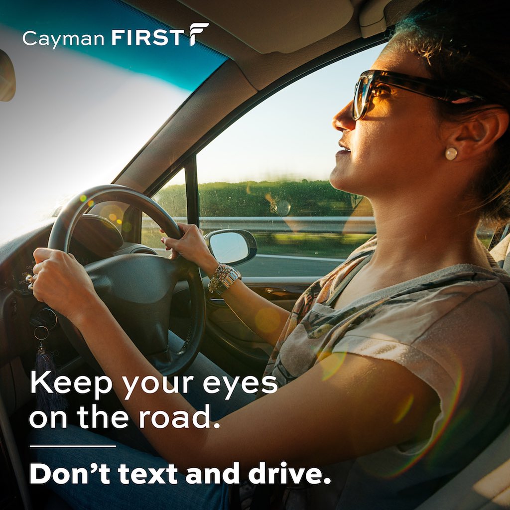 CaymanFirst's tweet image. A text can wait. Always keep your eyes on the road and #drivesafe