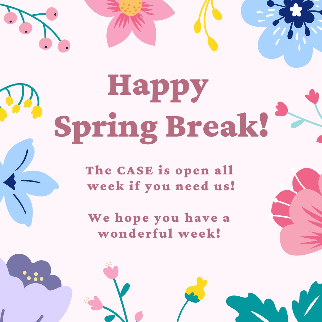 mcphsCASE's tweet photo. Happy Spring Break, Cardinals! The CASE will be open all week #inCASEyouneedus. Drop-in hours are cancelled for this week, but you can schedule an appointment with your Academic Coach by visiting https://t.co/ZLsKTbGG3j. #justinCASE #mcphs https://t.co/Hqc4cmdfvO