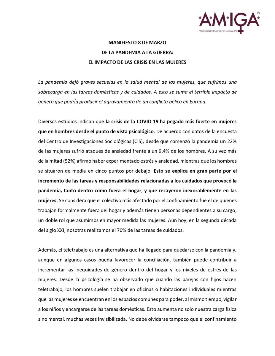 IgualdadAMIGA's tweet photo. Desde A.M.I.G.A las invitamos a participar del Flashmob que realizaremos el miércoles 9 DE MARZO por el #DiaInternacionalDeLaMujer frente al Centro Cívico Blas Infante en #Sevilla a las 10:00 y a las 18:30 horas. 💪💜Les compartimos nuestro manifiesto con motivo del #8M2022📣 https://t.co/RHqfLPZvzt