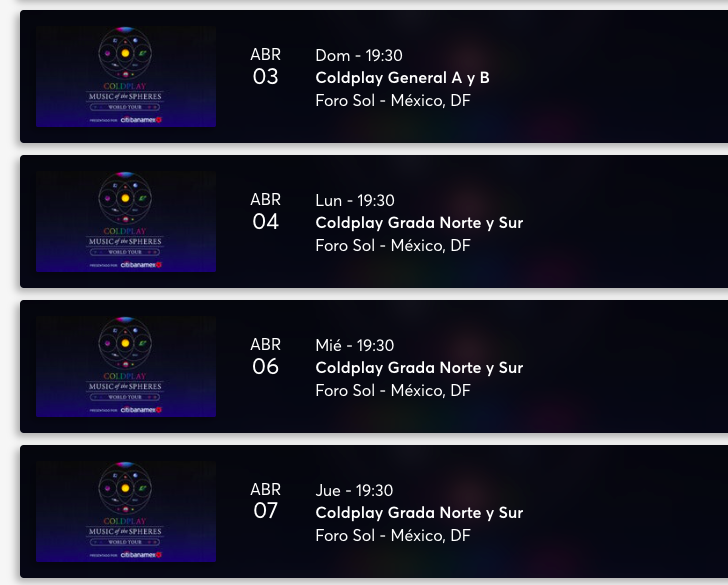 Nathaz13's tweet photo. [ oficialmente anuncio el #ColdplayFest 🎉 me siento muuuy emocionada porque veré a mi banda 4 veces, con diferentes personas que quiero un montón <3... ] https://t.co/I68dXikV3b