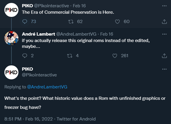 StoodUpOtomo's tweet photo. Please do not financially support this rerelease, Piko Interactive is one of the biggest obstacles against true Video Game Preservation by not only altering unfinished code &amp; refusing to release the unfinished product for archive but by actively sending takedowns to people who do https://t.co/pac98b38Mv