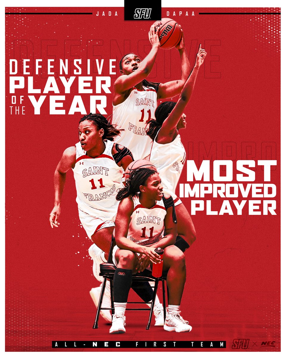 redwolves_wbb's tweet photo. Jada Dapaa is your @NECsports 𝐃𝐞𝐟𝐞𝐧𝐬𝐢𝐯𝐞 𝐏𝐥𝐚𝐲𝐞𝐫 𝐨𝐟 𝐭𝐡𝐞 𝐘𝐞𝐚𝐫, 𝐌𝐨𝐬𝐭 𝐈𝐦𝐩𝐫𝐨𝐯𝐞𝐝 𝐏𝐥𝐚𝐲𝐞𝐫 AND All-NEC First Team selection 🔥🔥🔥

📰 https://t.co/IuZJArO93q

🔴⚡️🏀 #WIN #BIB https://t.co/KXfwfJWHD4