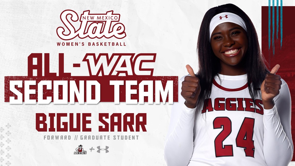 That's ✌️ <a href="/WACsports/">The Western Athletic Conference</a> awards for the Aggies' dominant post!🤩 Some well-deserved honors for <a href="/bigue_24/">Bigue Sarr</a> who led the Aggies in both points and rebounds this season!💪

🏆 Second Team All-WAC
🏆 WAC All-Newcomer Team

📖 | bit.ly/3Kszt9j

#AggieUp