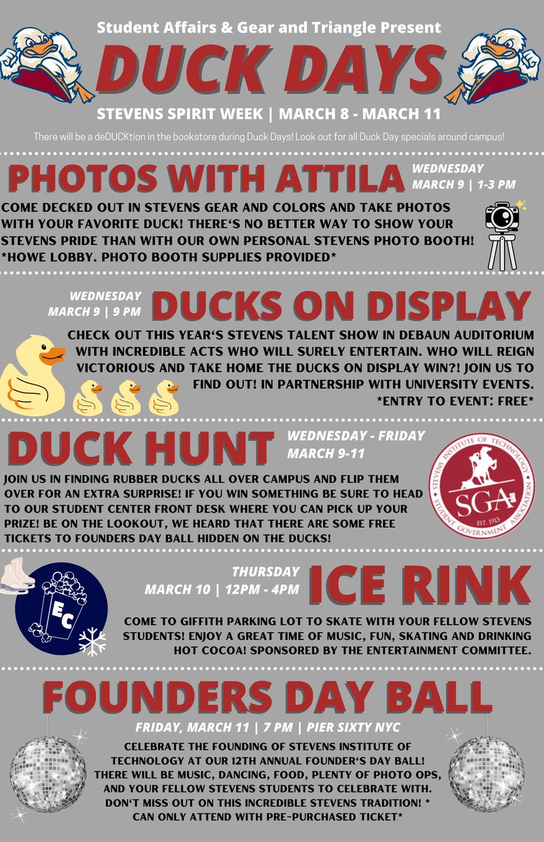 DUCKS DAYS are this week (March 8 - March 11)