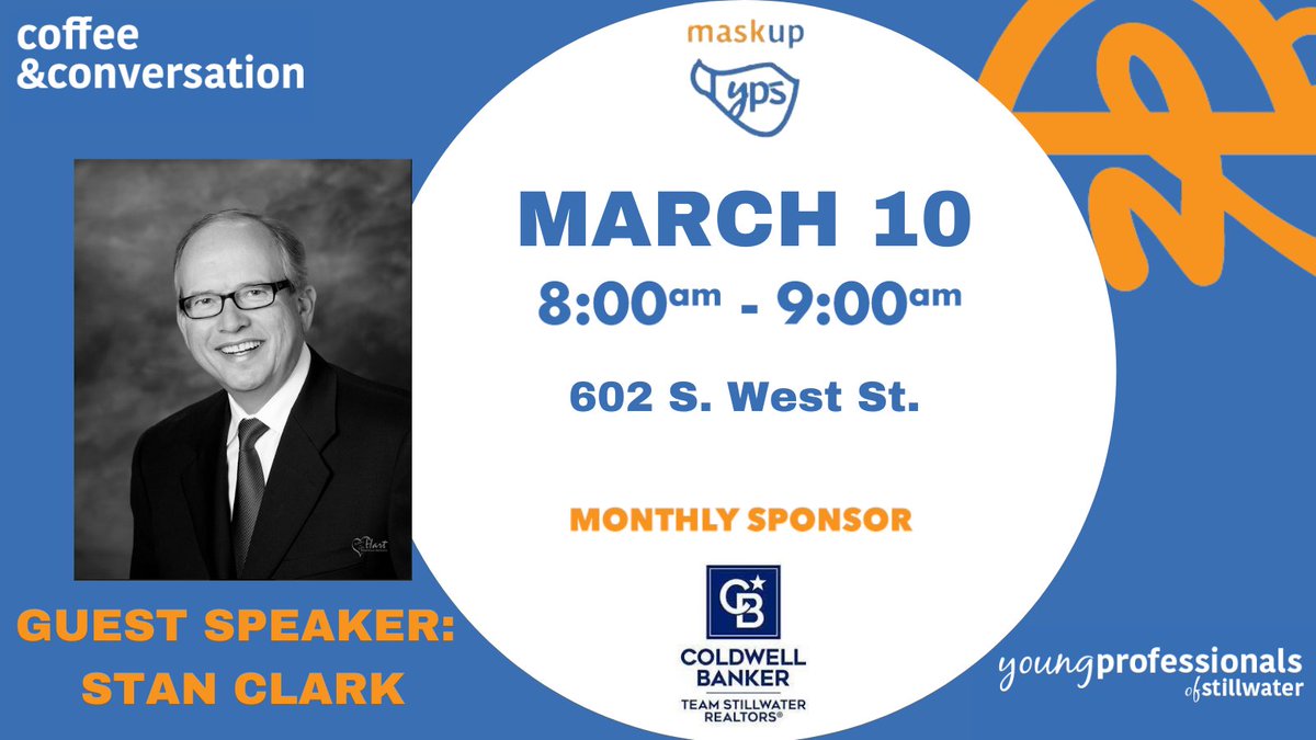 YPStillwater's tweet photo. It's a busy week for YPS &amp; we can't wait to see you! Grab a burger at Networking Night on Tues. at 5:30 p.m. or drink some coffee with Stan Clark on Thurs. at 8 a.m. RSVP at https://t.co/3q0H8IYRWT

Thanks to our sponsors Allstate: Mason Agency &amp; Coldwell Banker Team Stillwater! https://t.co/BMNfeELKvw