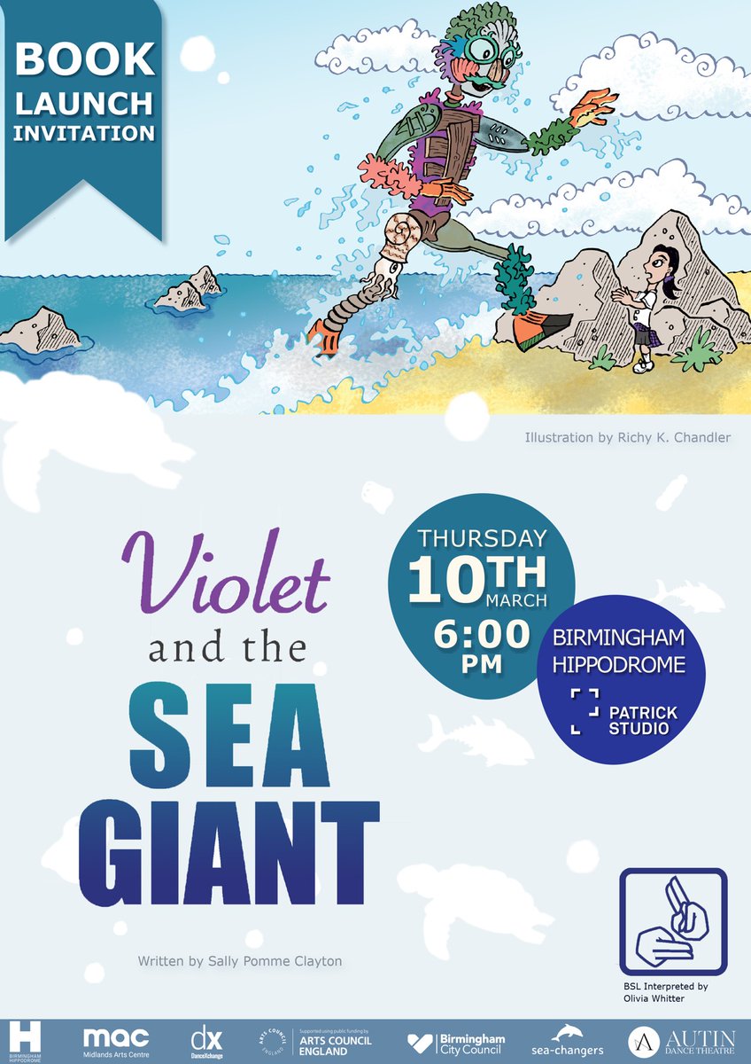 BeASeaChanger's tweet photo. Sea-Changer supporters, @AutinDT have published their very own book, 𝐕𝐢𝐨𝐥𝐞𝐭 𝐚𝐧𝐝 𝐭𝐡𝐞 𝐒𝐞𝐚 𝐆𝐢𝐚𝐧𝐭. To celebrate, they're inviting you to their exclusive launch event at @brumhippodrome on 10/03/22 at 6pm - RSVP by email to annalise@autindt.co.uk . https://t.co/jtGChY0oOf