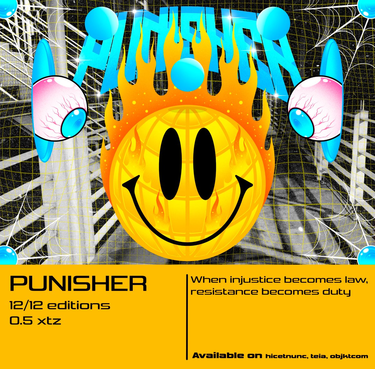 Saintsuffers_'s tweet photo. FRESH DROP💥

PUNISHER
12/12 eds
0.5 $XTZ
"When injustice becomes law, resistance becomes duty"

⛓️https://t.co/fT1AHaMzYv
⛓️https://t.co/yU5ZuwCjoS
⛓️https://t.co/XEGDCkK6af

@NFTindonesia_ 
@idnft_ 
#hicetnunc #teia #objktcom #tezosnft #NFTs #nftcollector https://t.co/3hGJ6h3mKg